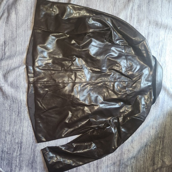 A‎ New Day Faux Leather Jacket Brown Button Front Blazer 1X - Picture 12 of 12